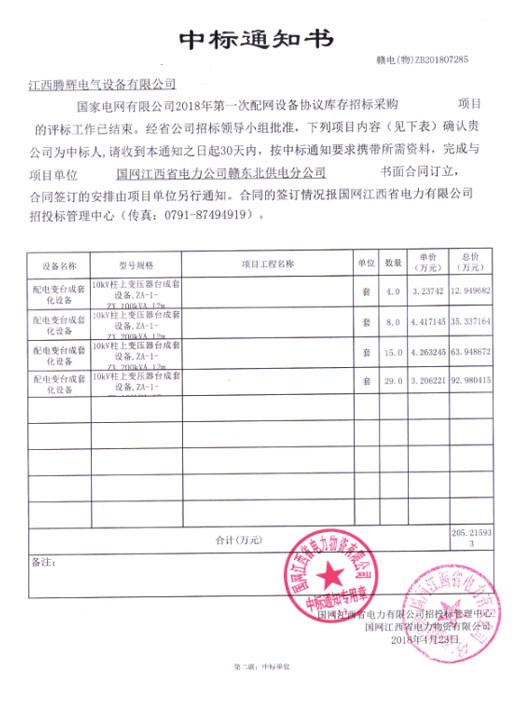 國家電網(wǎng)有限公司2018年第一次配網(wǎng)設(shè)備協(xié)議庫存招標(biāo)采購項(xiàng)目